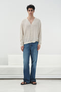 LIGHT THIN KNITTED ECRU CARDIGAN