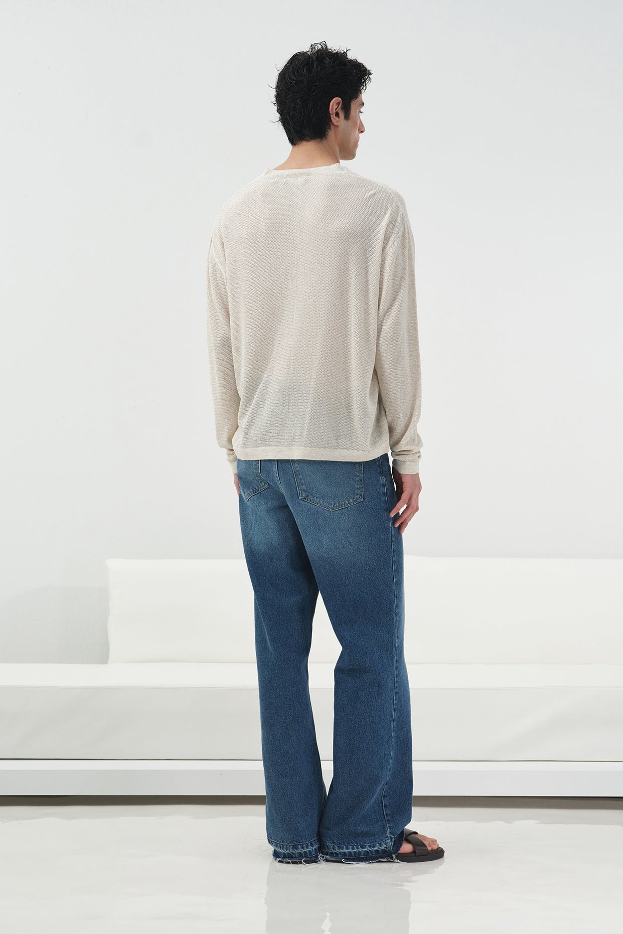 LIGHT THIN KNITTED ECRU CARDIGAN