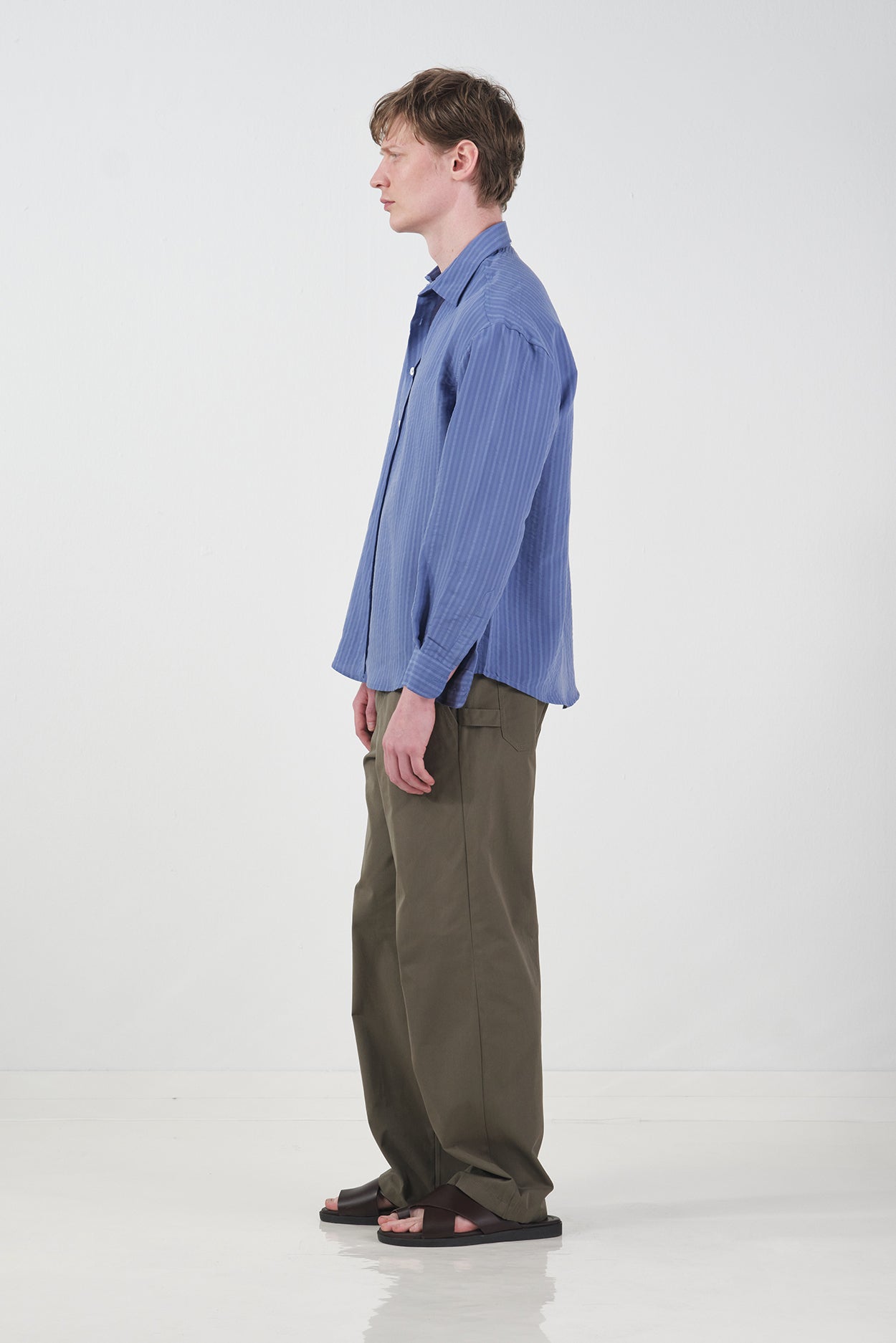 KALIN ÇİZGİLİ MAVİ MODAL GÖMLEK