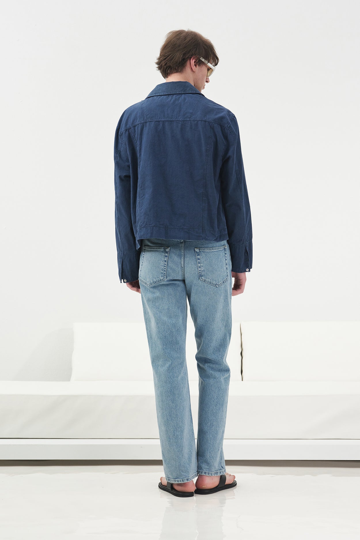 EFEKTLİ FERMUARLI LACİVERT CEKET