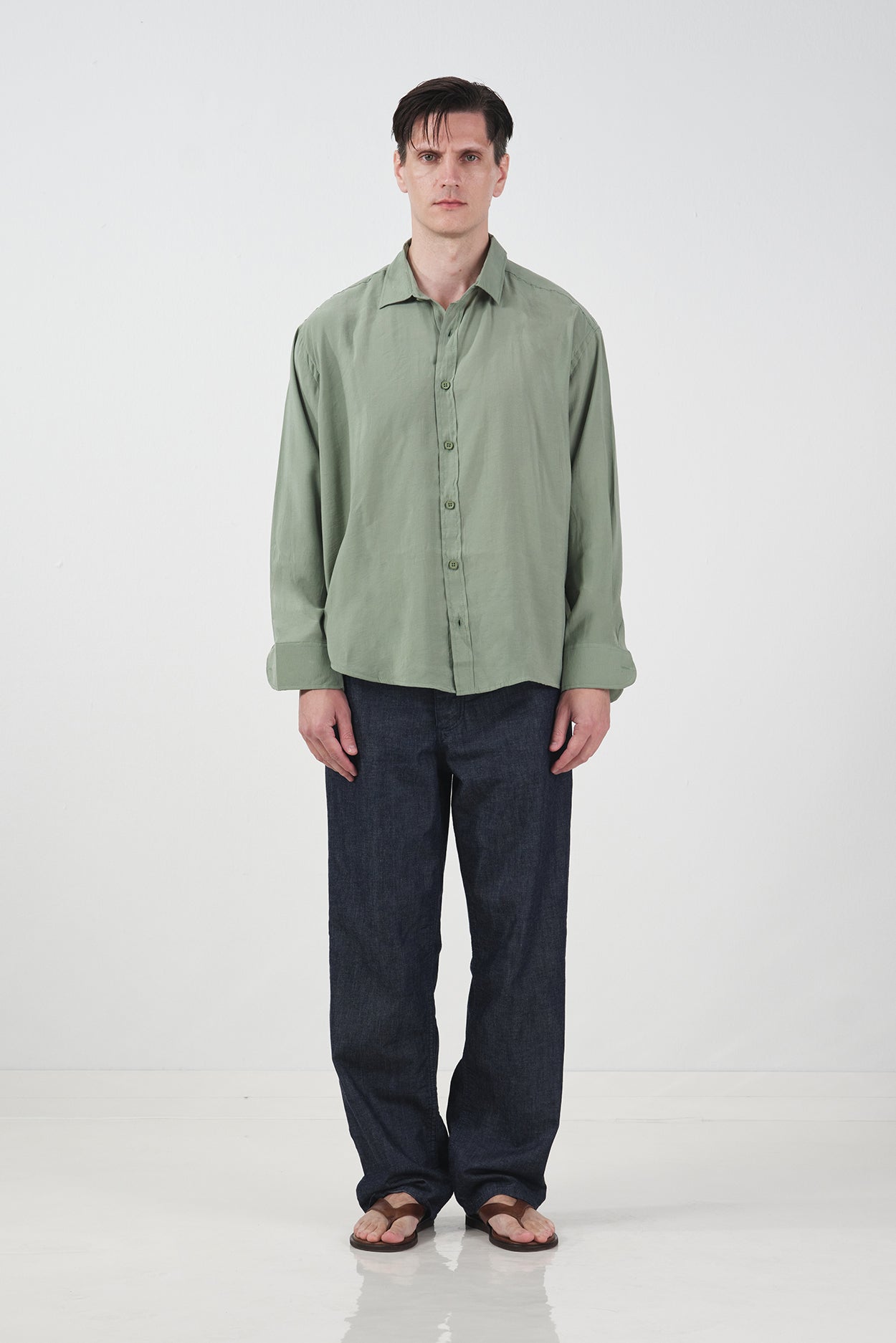 OVERSIZE DÖKÜMLÜ MİNT MODAL GÖMLEK