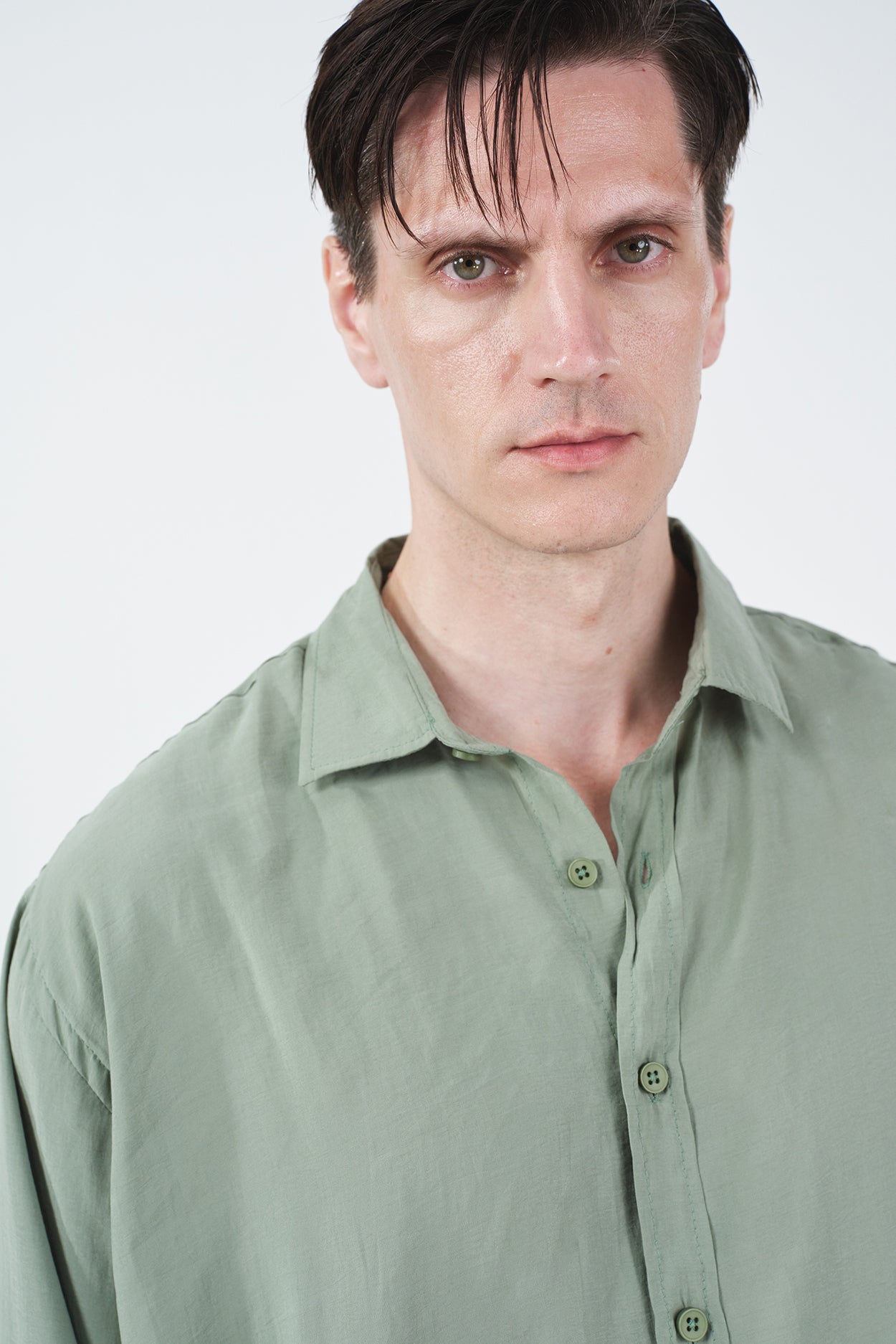 OVERSIZE DÖKÜMLÜ MİNT MODAL GÖMLEK