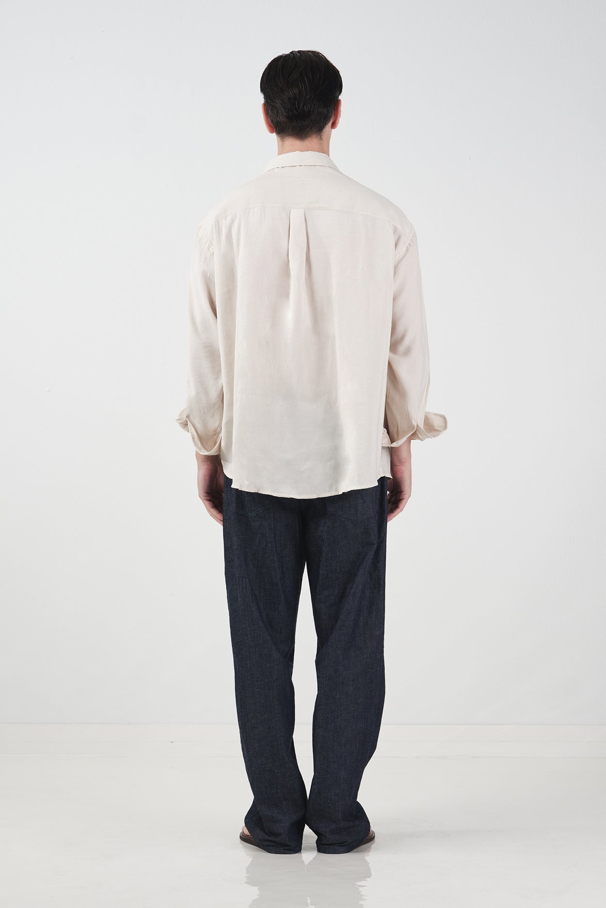 OVERSIZED DRAPED ECRU MODAL SHIRT