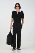 CLASSIC BLACK TROUSERS WITH CONTRAST PIPING