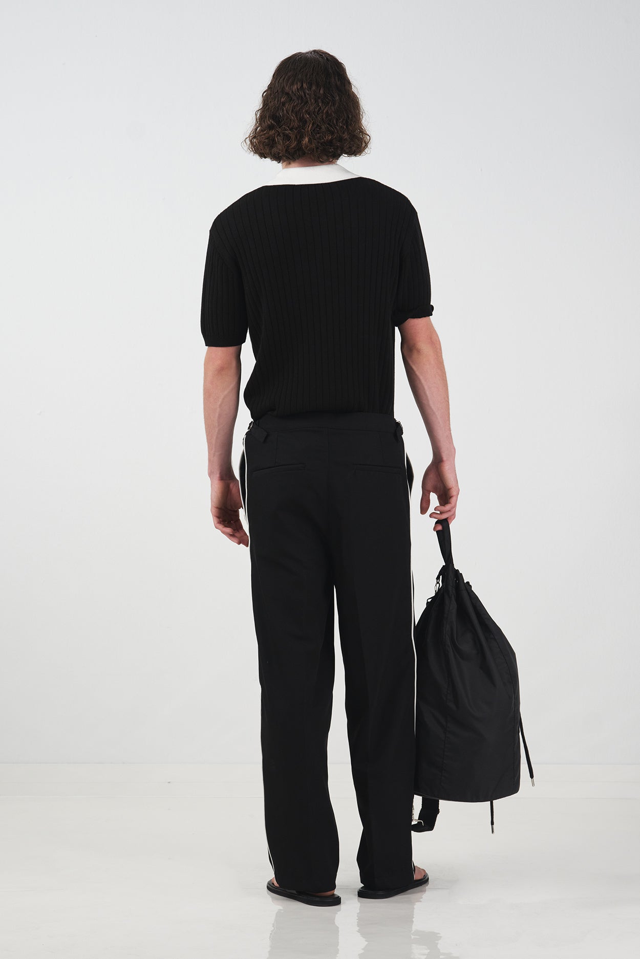 CLASSIC BLACK TROUSERS WITH CONTRAST PIPING
