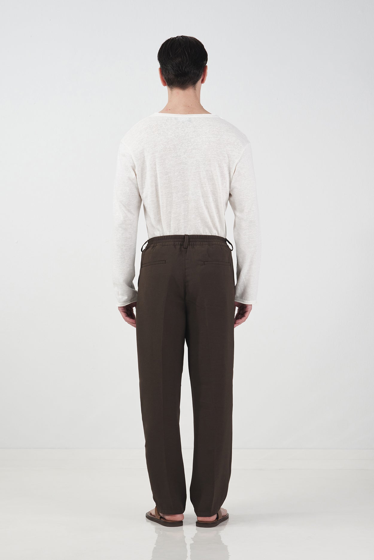 RIBBED LONG SLEEVE BEIGE T-SHIRT
