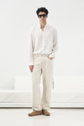 TEXTURED REGULAR FIT WHITE JEANS
