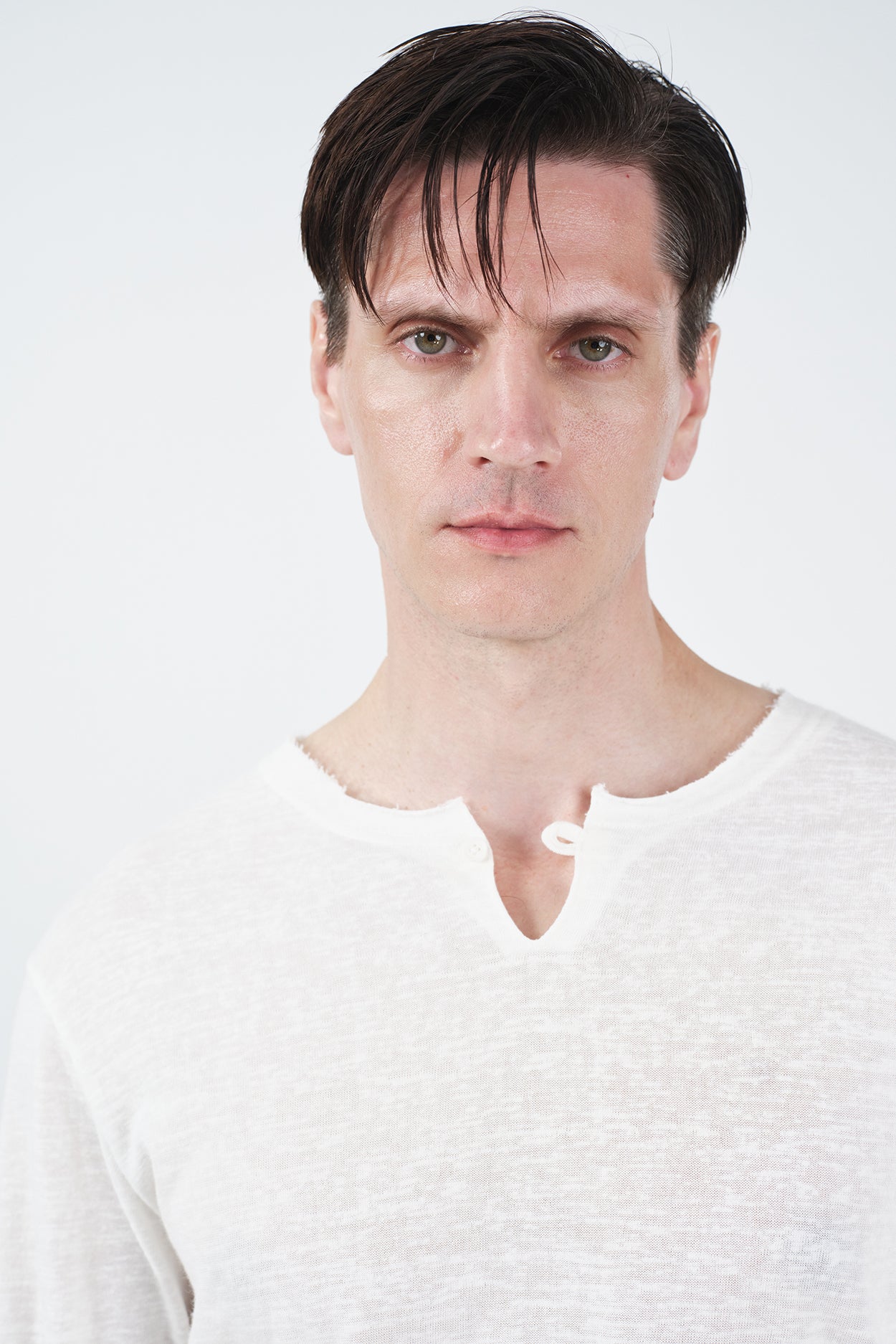 RIBBED LONG SLEEVE BEIGE T-SHIRT
