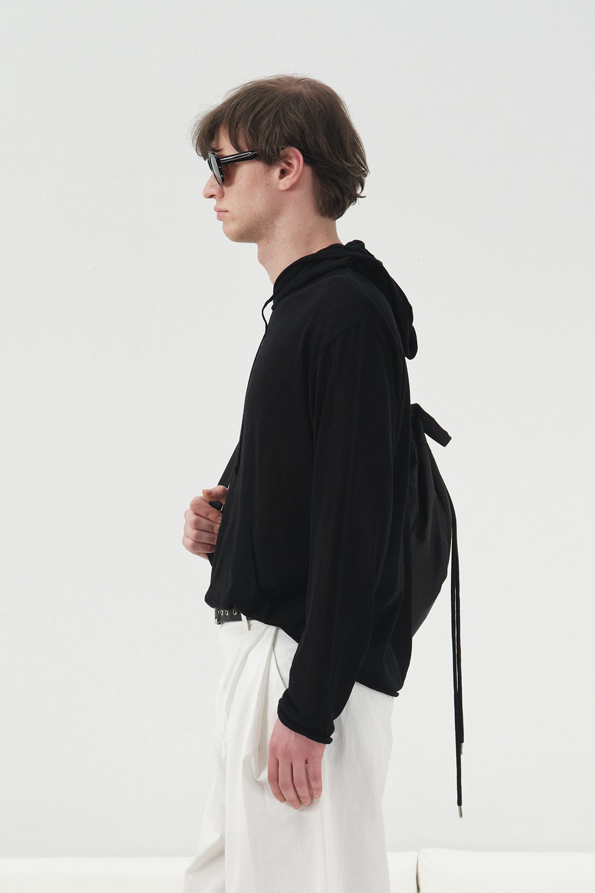 DÖKÜMLÜ SİYAH KETEN TRİKO SWEATSHIRT