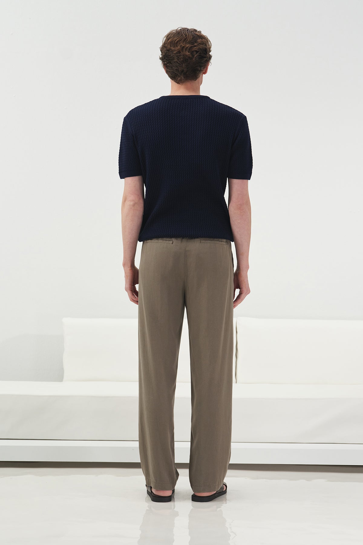 DOKULU BİSİKLET YAKA LACİVERT TRİKO T-SHIRT