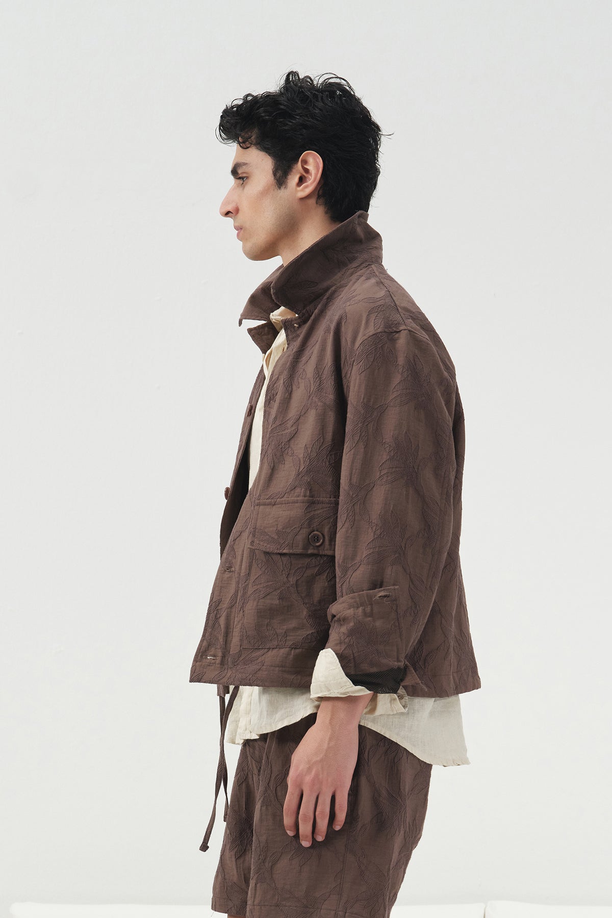 DESENLİ KAHVERENGİ İNCE CEKET