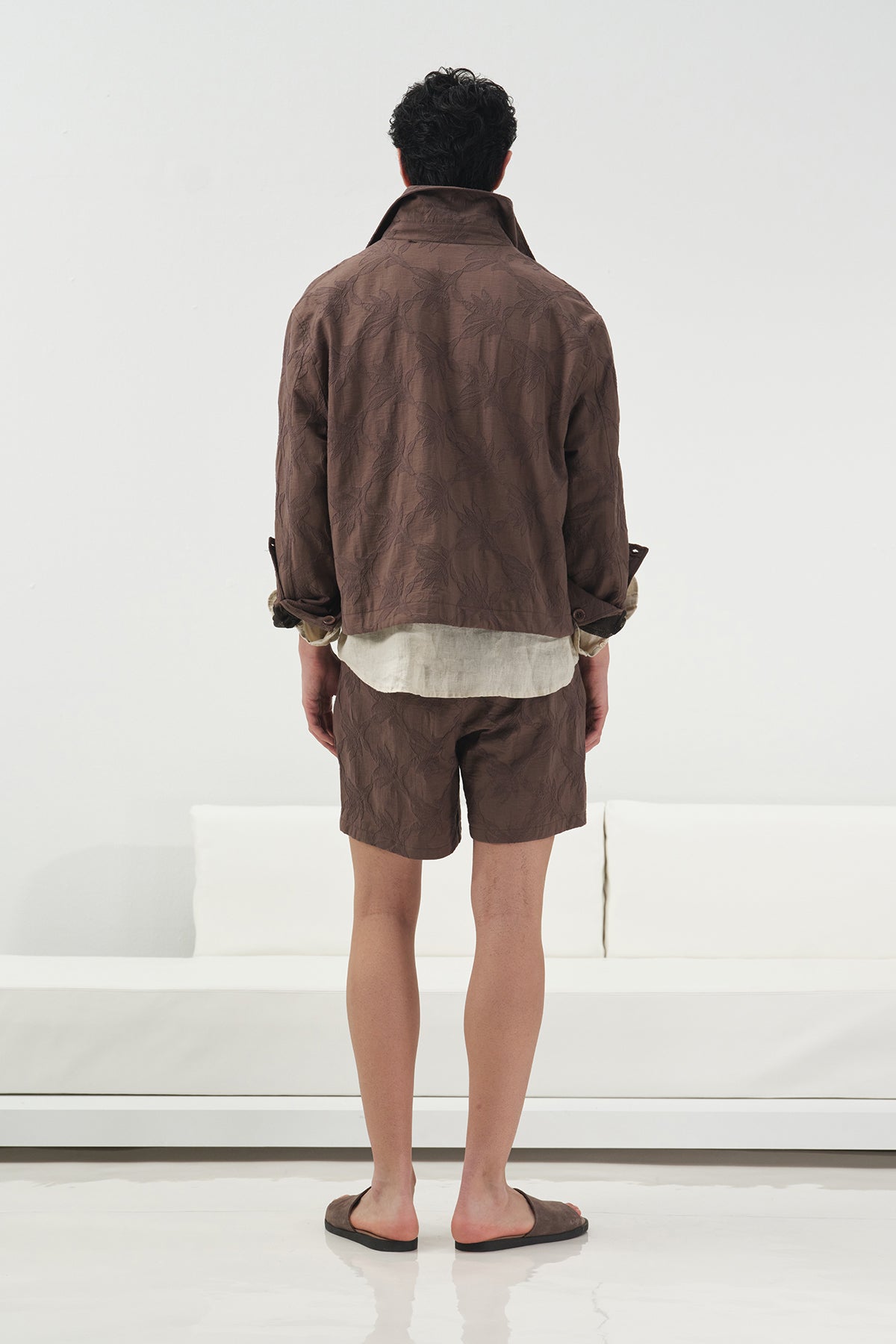 DESENLİ KAHVERENGİ İNCE CEKET