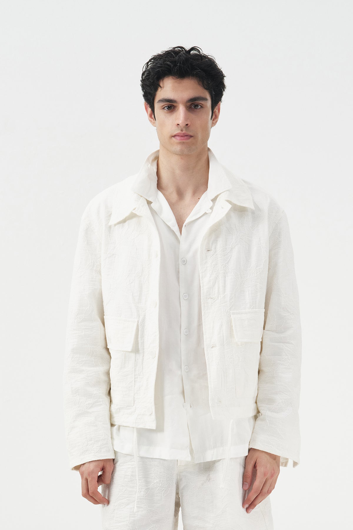 DESENLİ EKRU İNCE CEKET