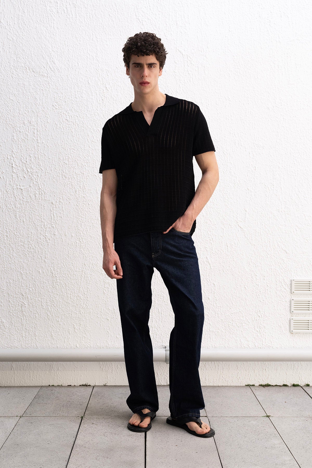 DÖKÜMLÜ TRİKO SİYAH T-SHIRT GIESTO