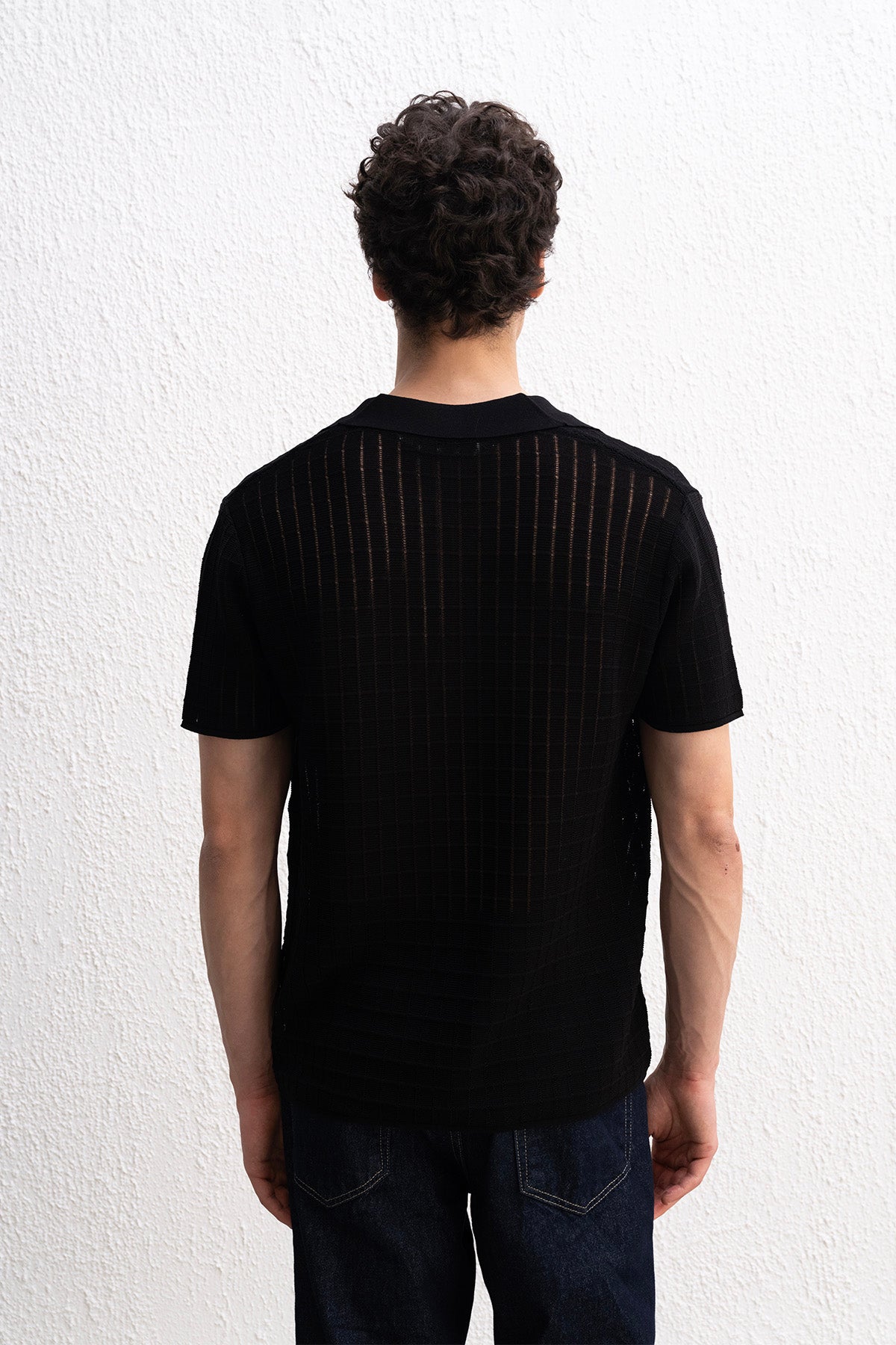 DÖKÜMLÜ TRİKO SİYAH T-SHIRT GIESTO