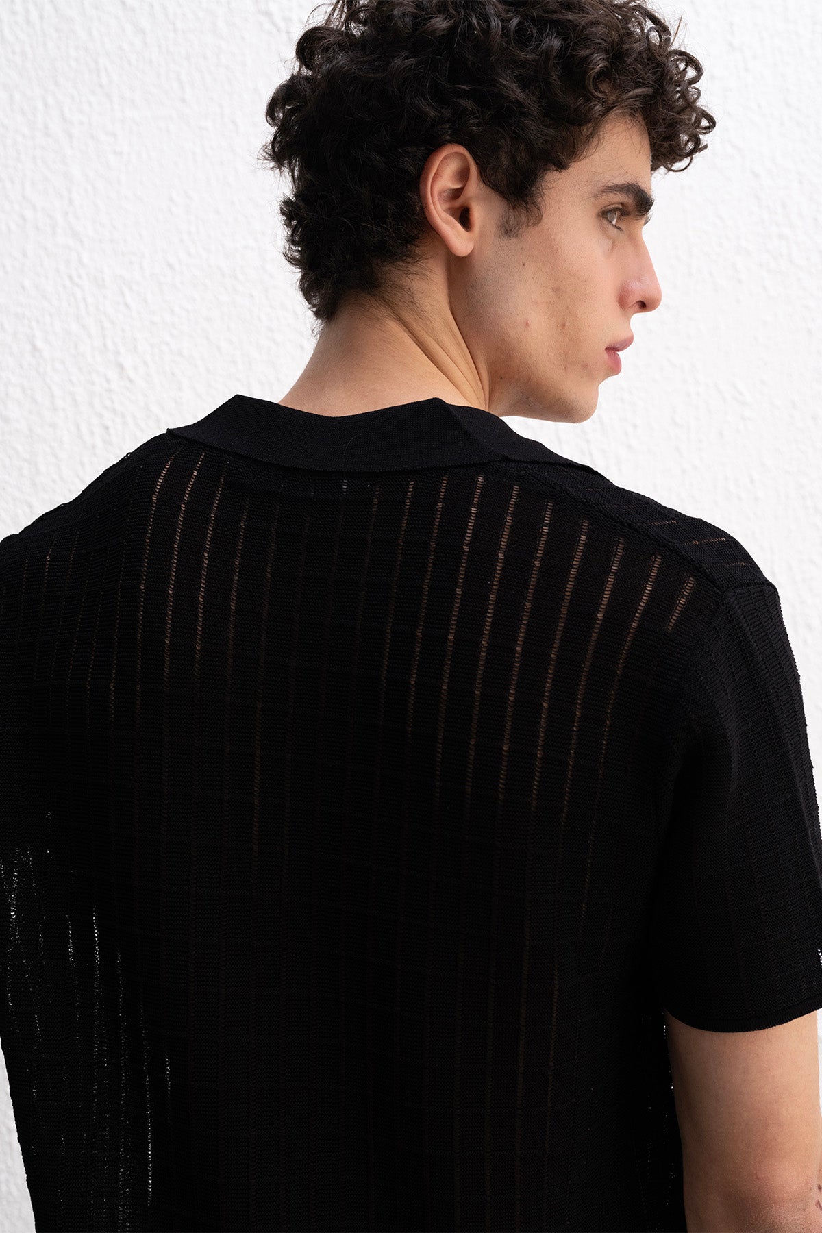 DÖKÜMLÜ TRİKO SİYAH T-SHIRT GIESTO