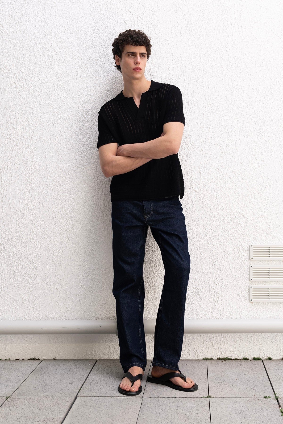 DÖKÜMLÜ TRİKO SİYAH T-SHIRT GIESTO