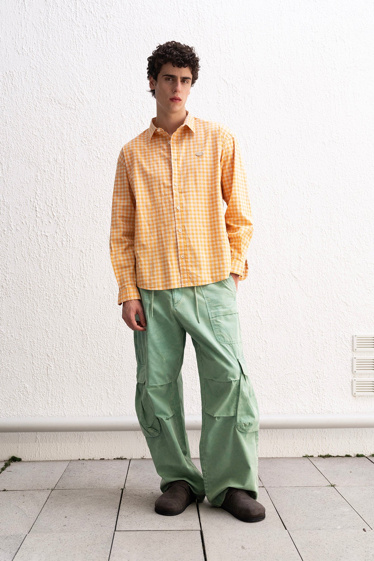 FADED EFFECT CARGO KHAKI PANTS
