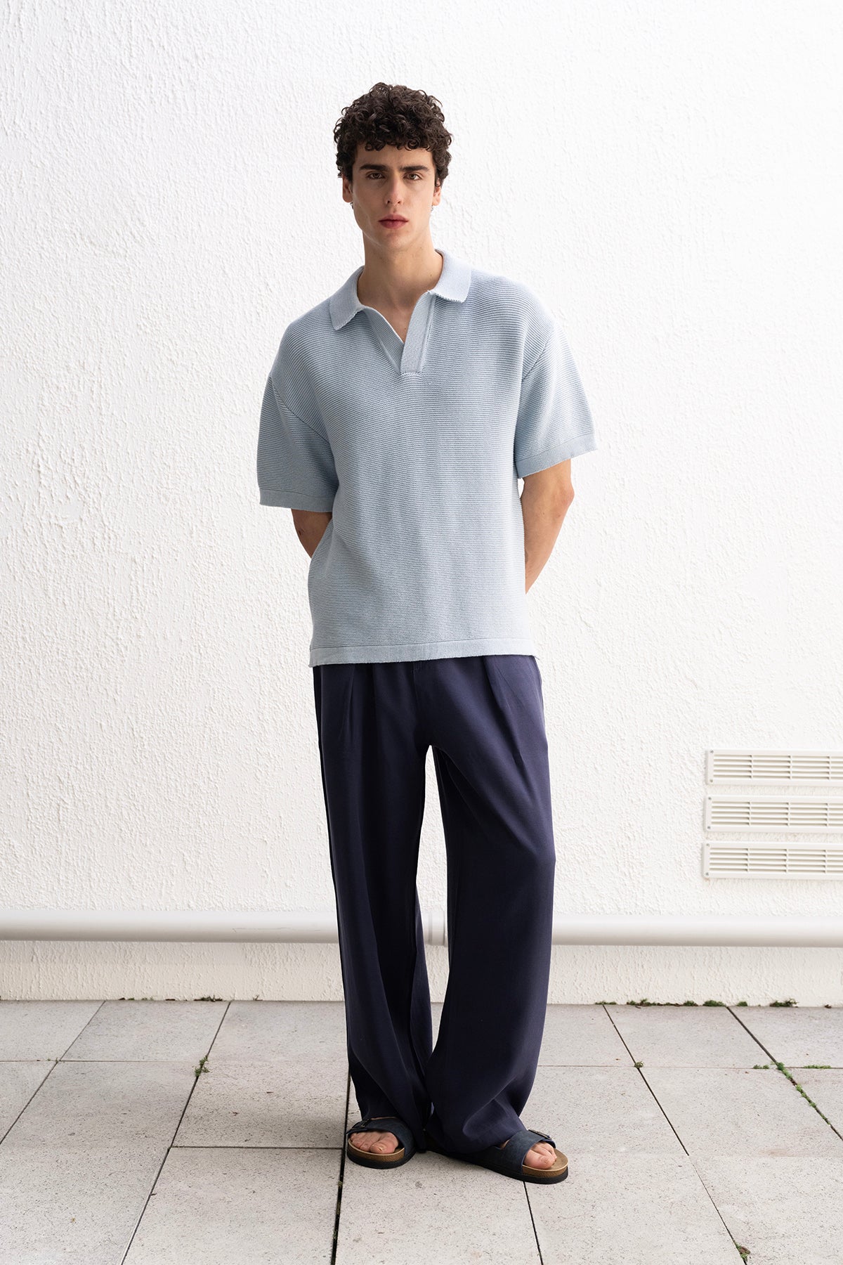 RAHAT KESİM POLO YAKA TRİKO MAVİ T-SHIRT GIESTO