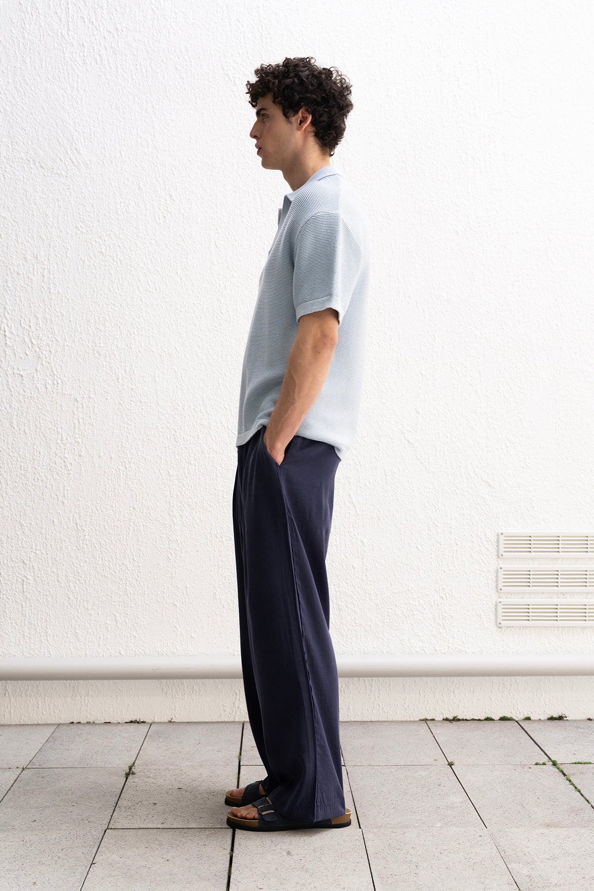 RAHAT KESİM POLO YAKA TRİKO MAVİ T-SHIRT GIESTO