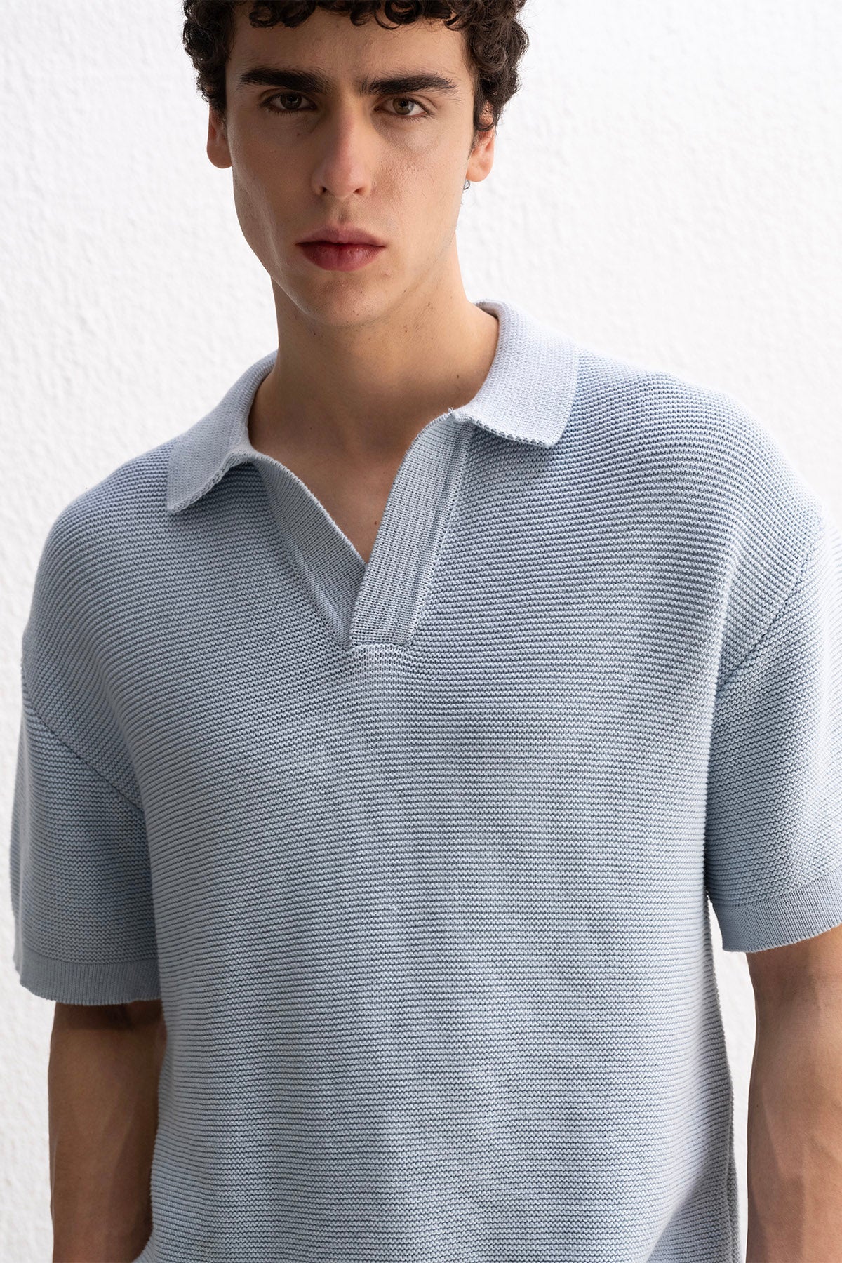 RAHAT KESİM POLO YAKA TRİKO MAVİ T-SHIRT GIESTO