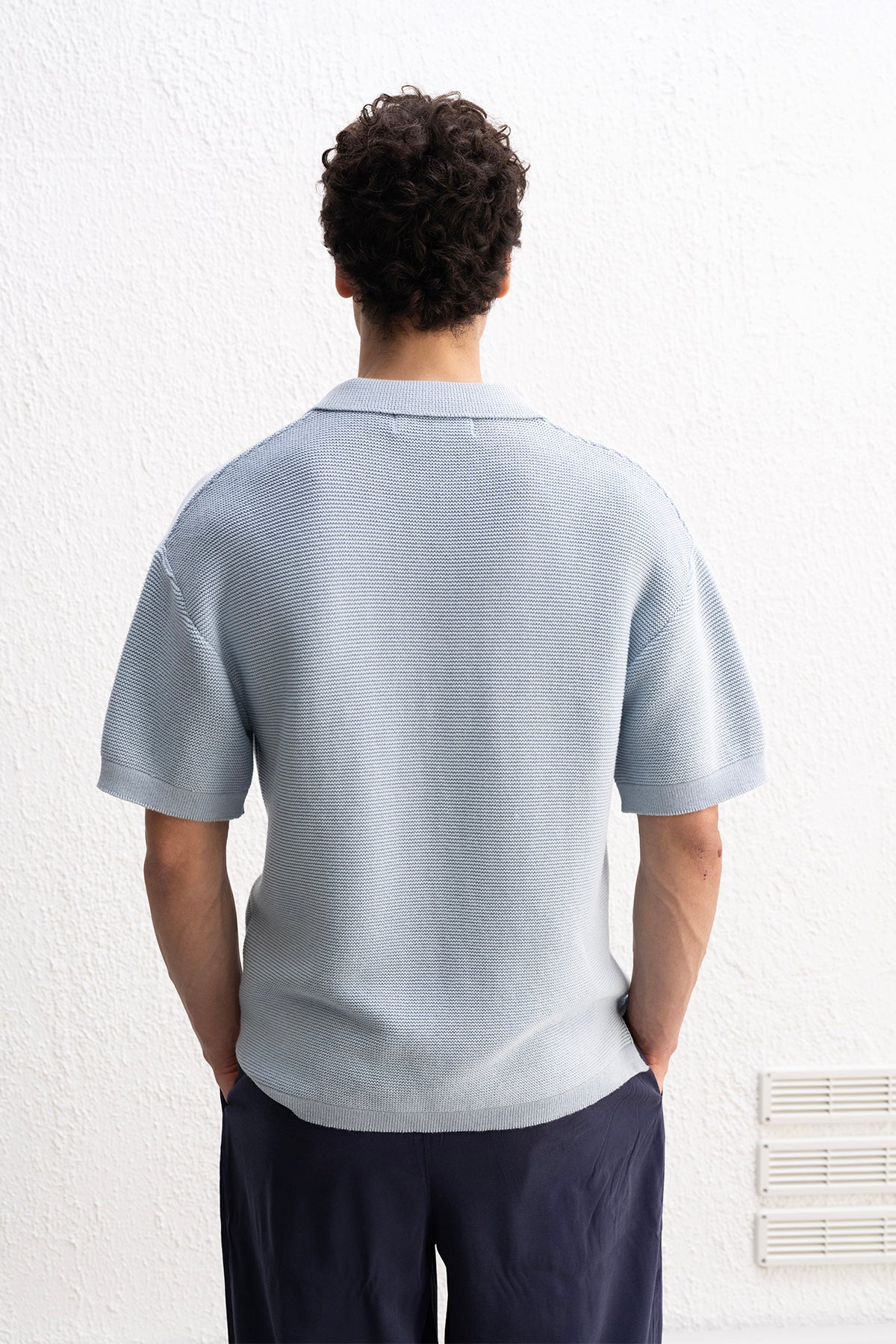 RAHAT KESİM POLO YAKA TRİKO MAVİ T-SHIRT GIESTO