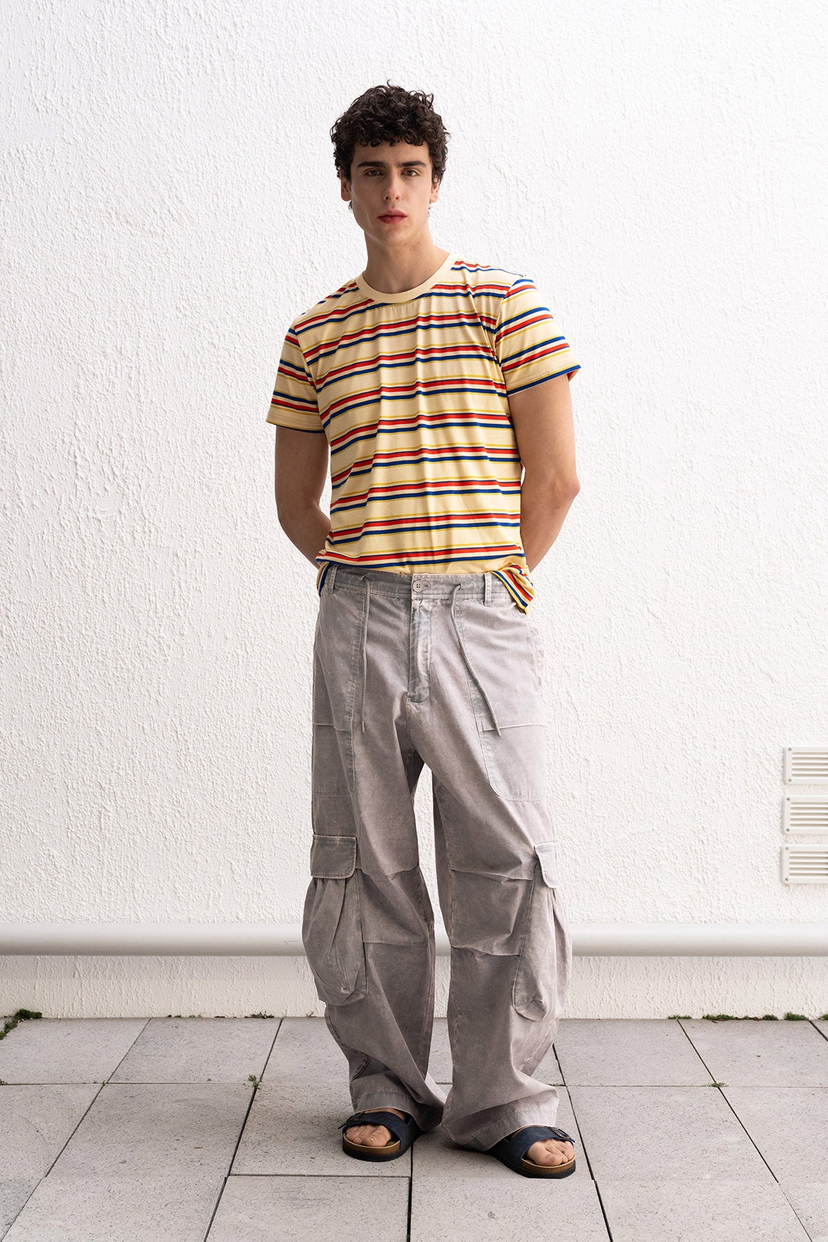 CARGO GREY TROUSERS WITH FADE EFFECT
