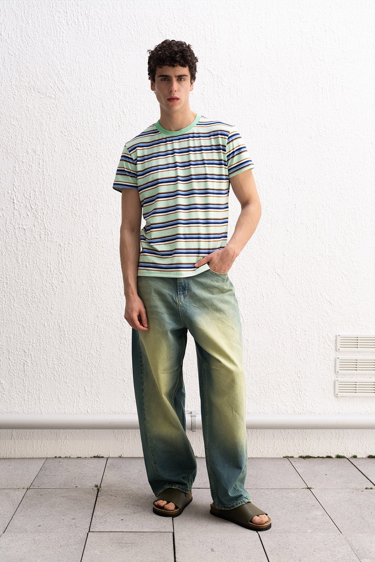 RELAXED FIT STRIPED MINT T-SHIRT