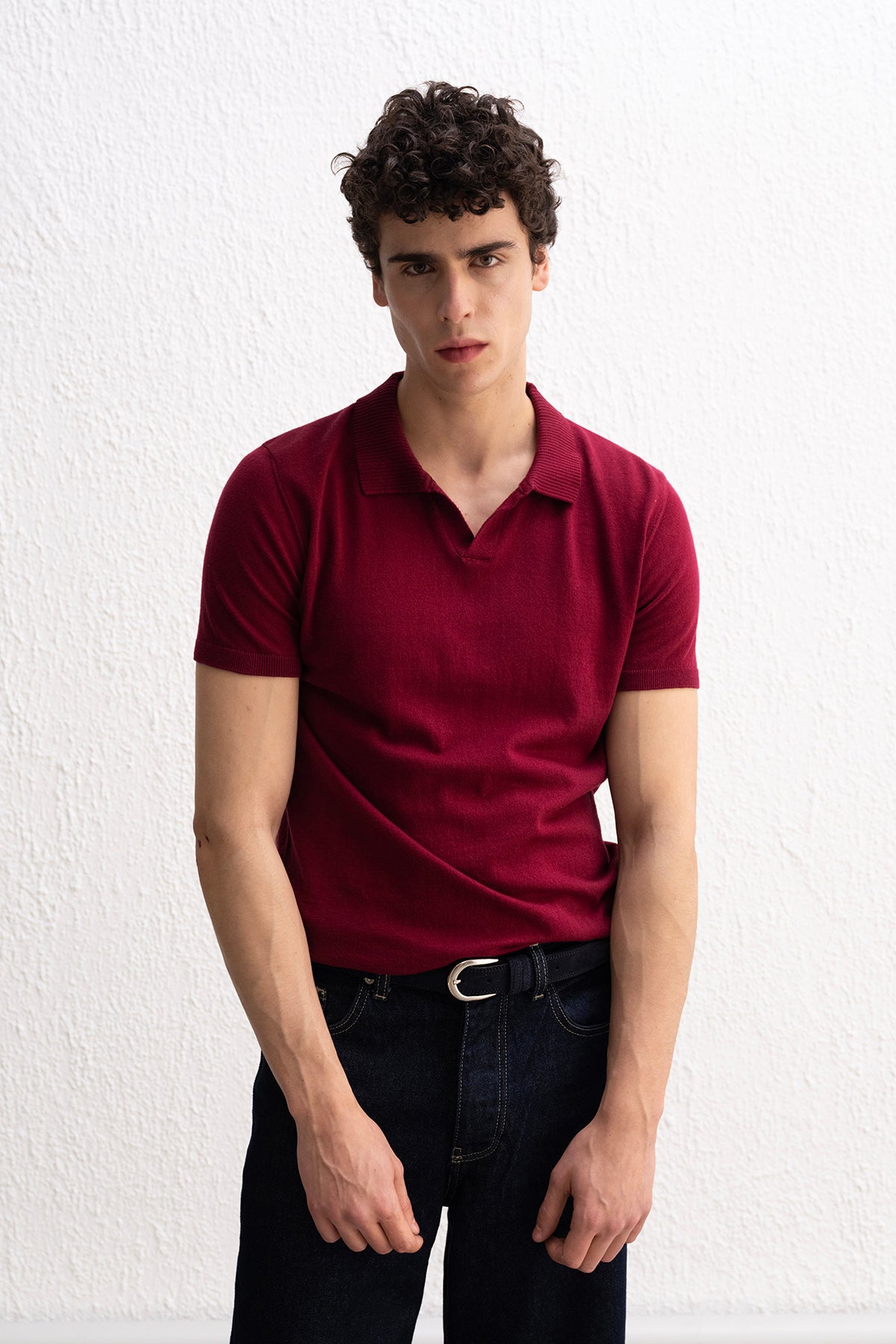 POLO YAKA TRİKO BORDO T-SHIRT - T-SHIRT