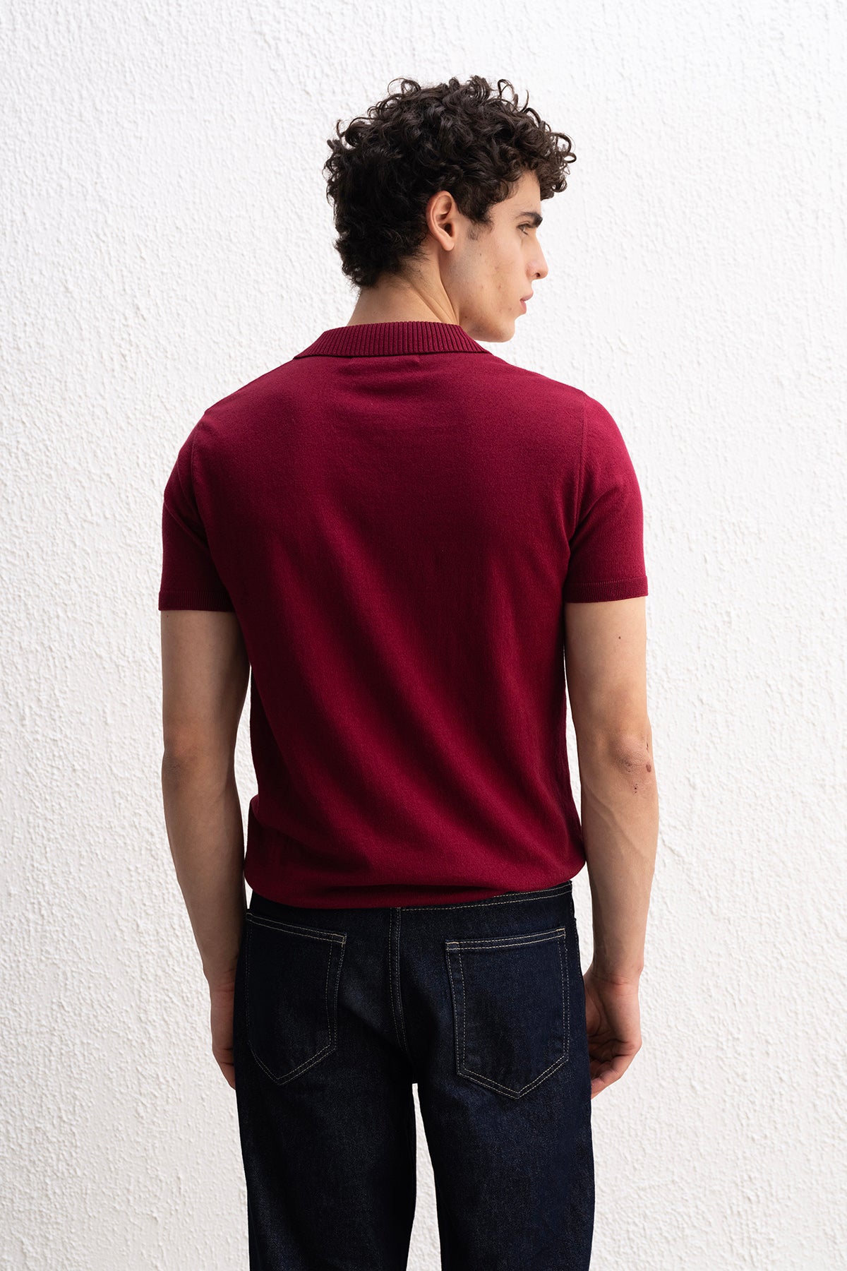 POLO YAKA TRİKO BORDO T-SHIRT - T-SHIRT