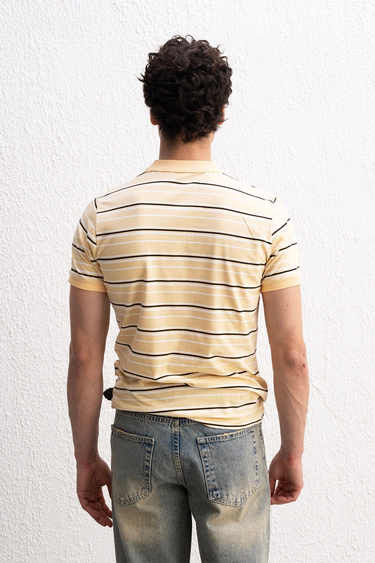 ÇİZGİLİ POLO YAKA SARI T-SHIRT GIESTO