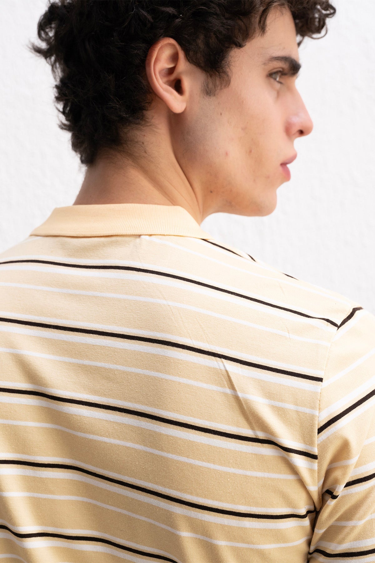 ÇİZGİLİ POLO YAKA SARI T-SHIRT GIESTO