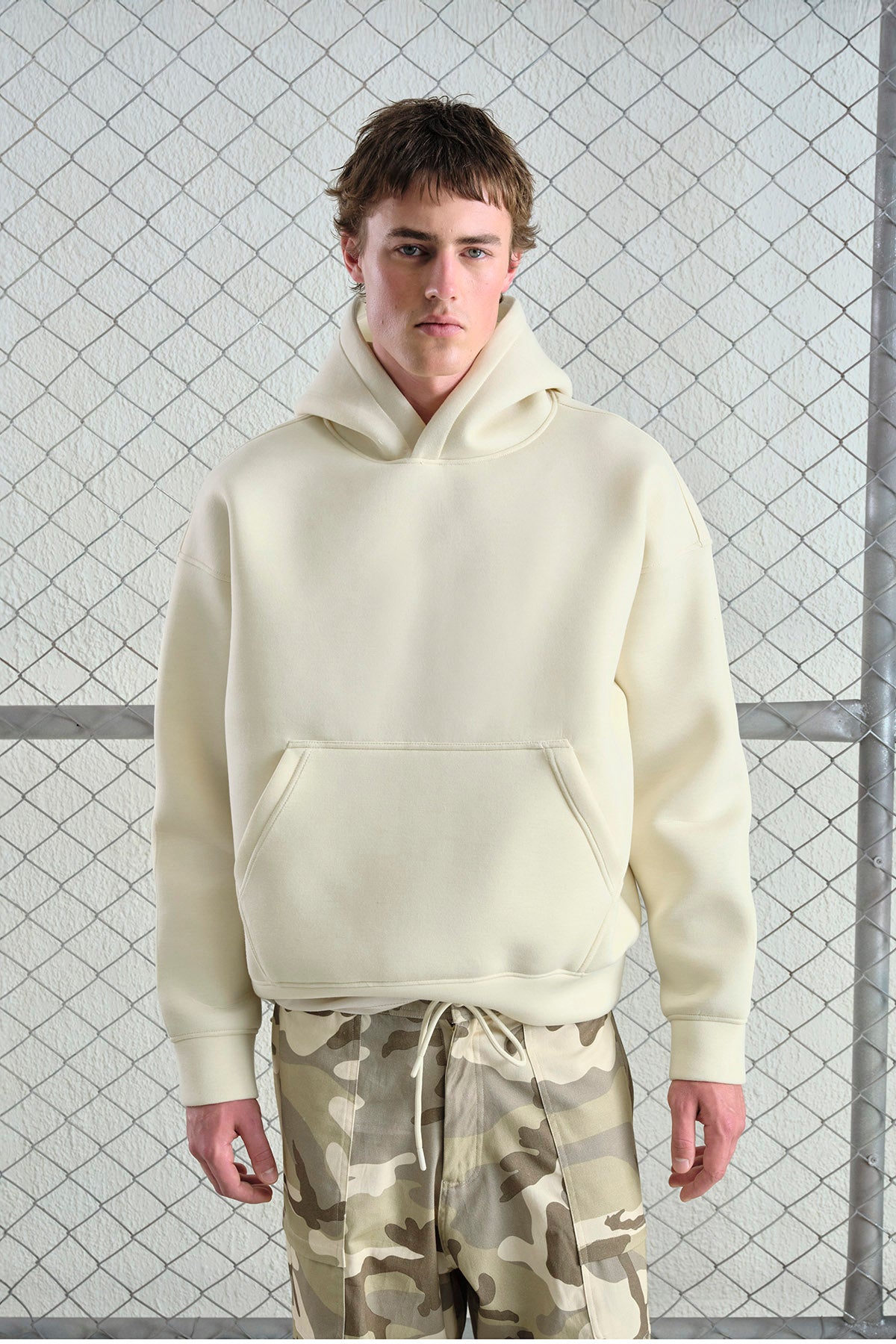 OVERSIZE KAPÜŞONLU SCUBA BEJ SWEATSHIRT