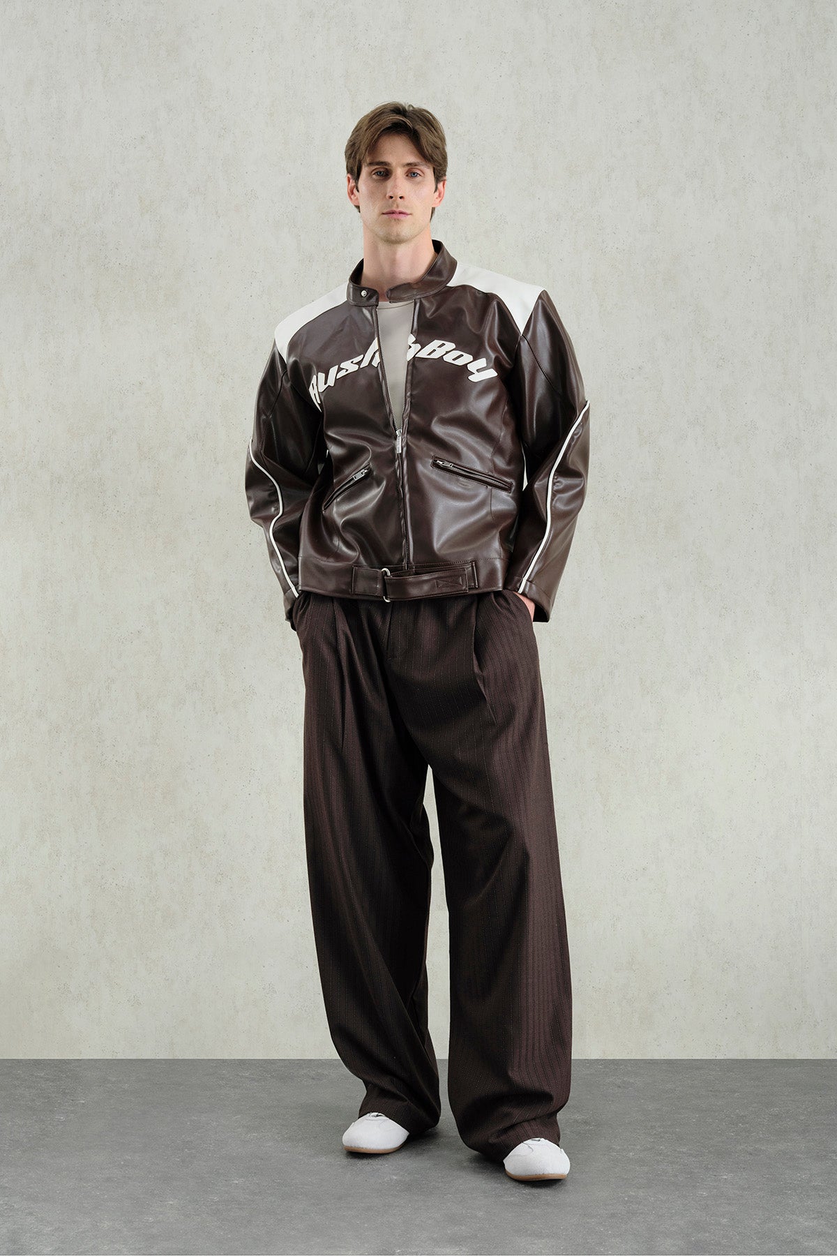 MOTORCU KAHVERENGİ DERİ CEKET