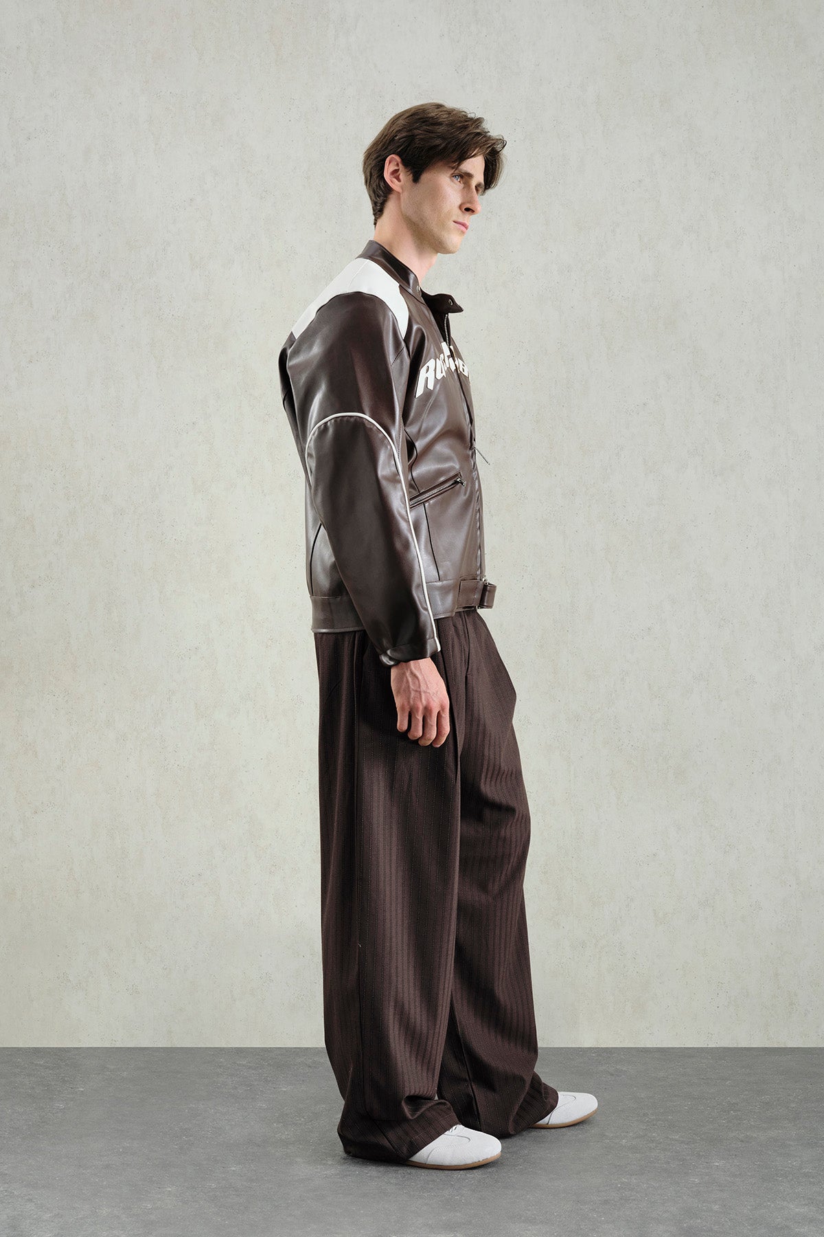 MOTORCU KAHVERENGİ DERİ CEKET