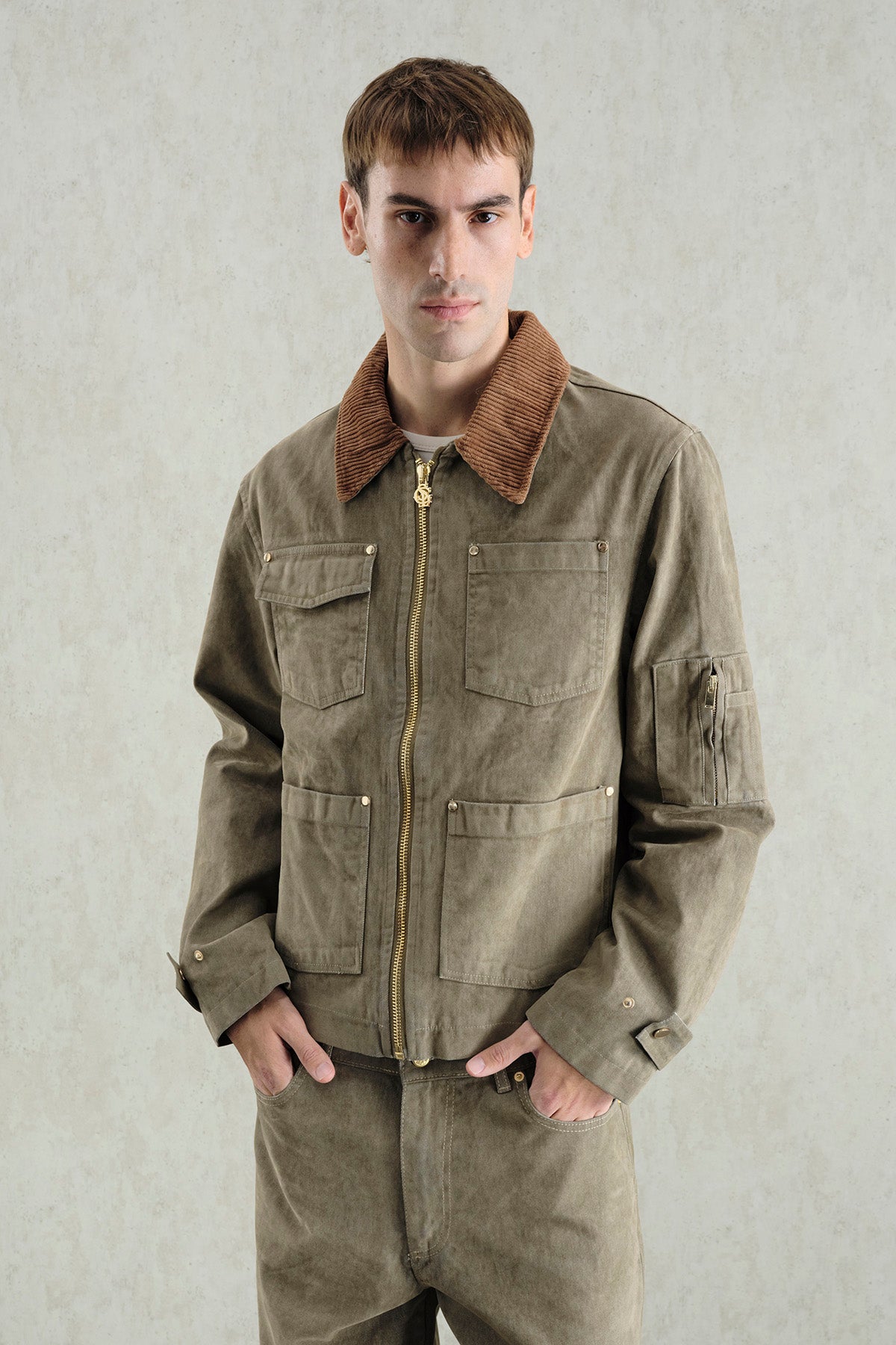 GOLD DETAYLI HAKİ CEKET