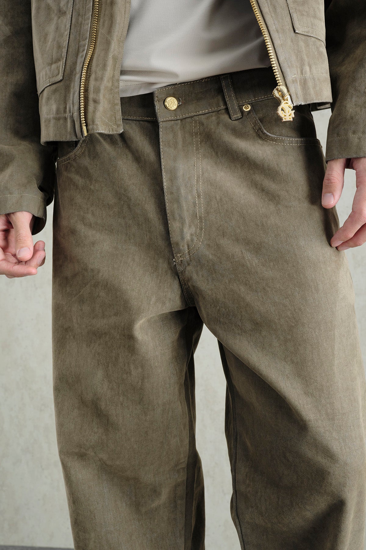 GOLD DETAYLI REGULAR FIT HAKİ PANTOLON