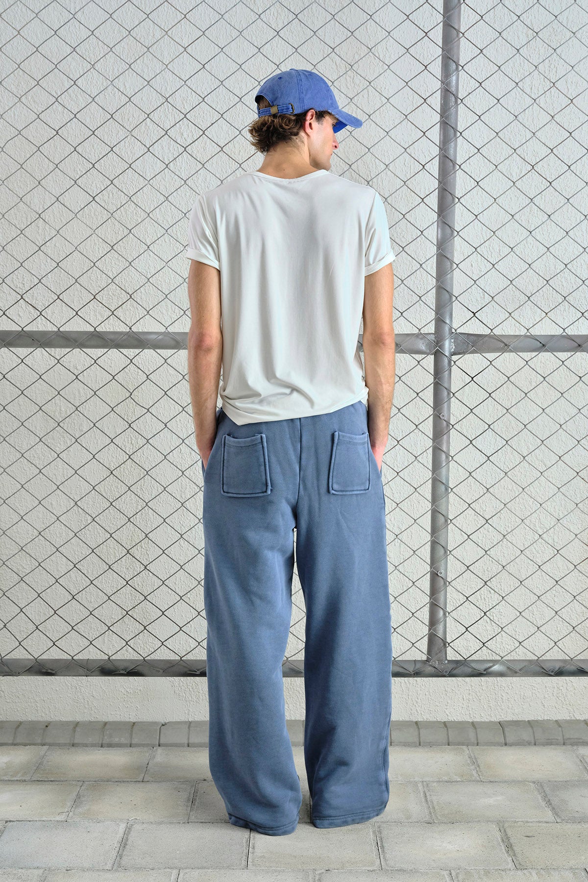 EFEKTLİ YIKAMALI JOGGER MAVİ PANTOLON