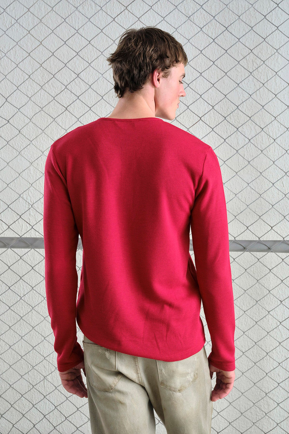 METAL ÇITÇITLI UZUN KOLLU BORDO T-SHIRT