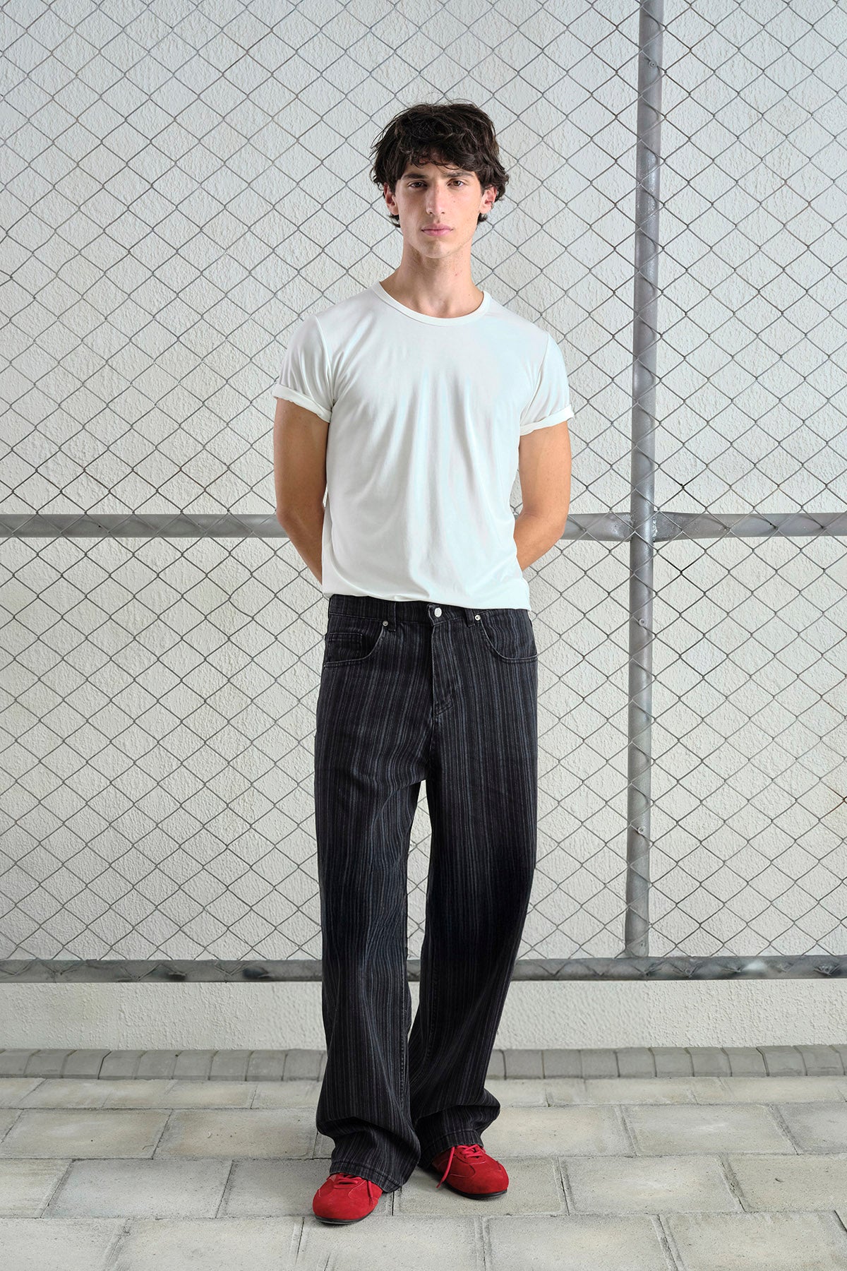 ÇİZGİLİ BAGGY SİYAH JEAN