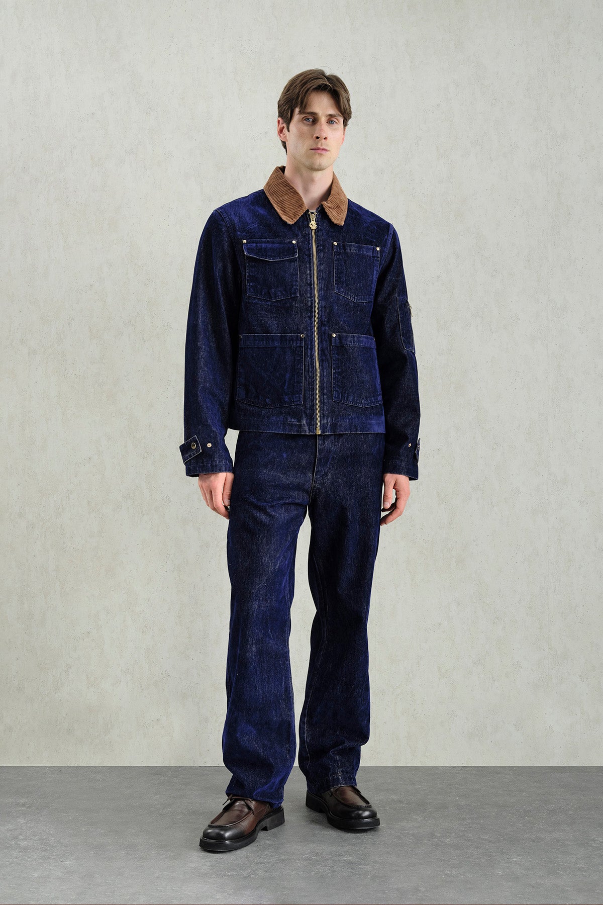 GOLD DETAYLI LACİVERT CEKET