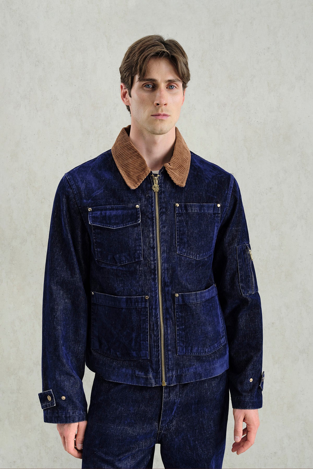 GOLD DETAYLI LACİVERT CEKET