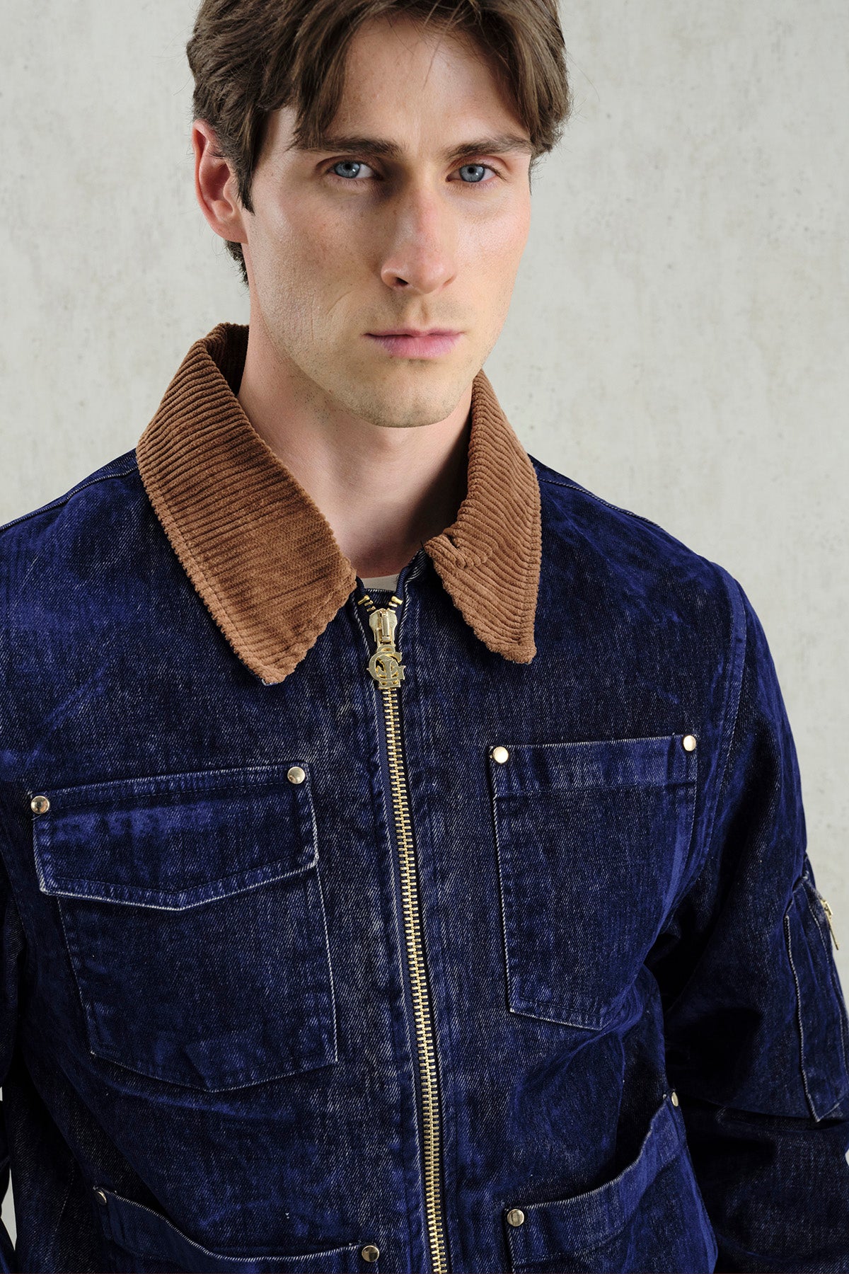 GOLD DETAYLI LACİVERT CEKET