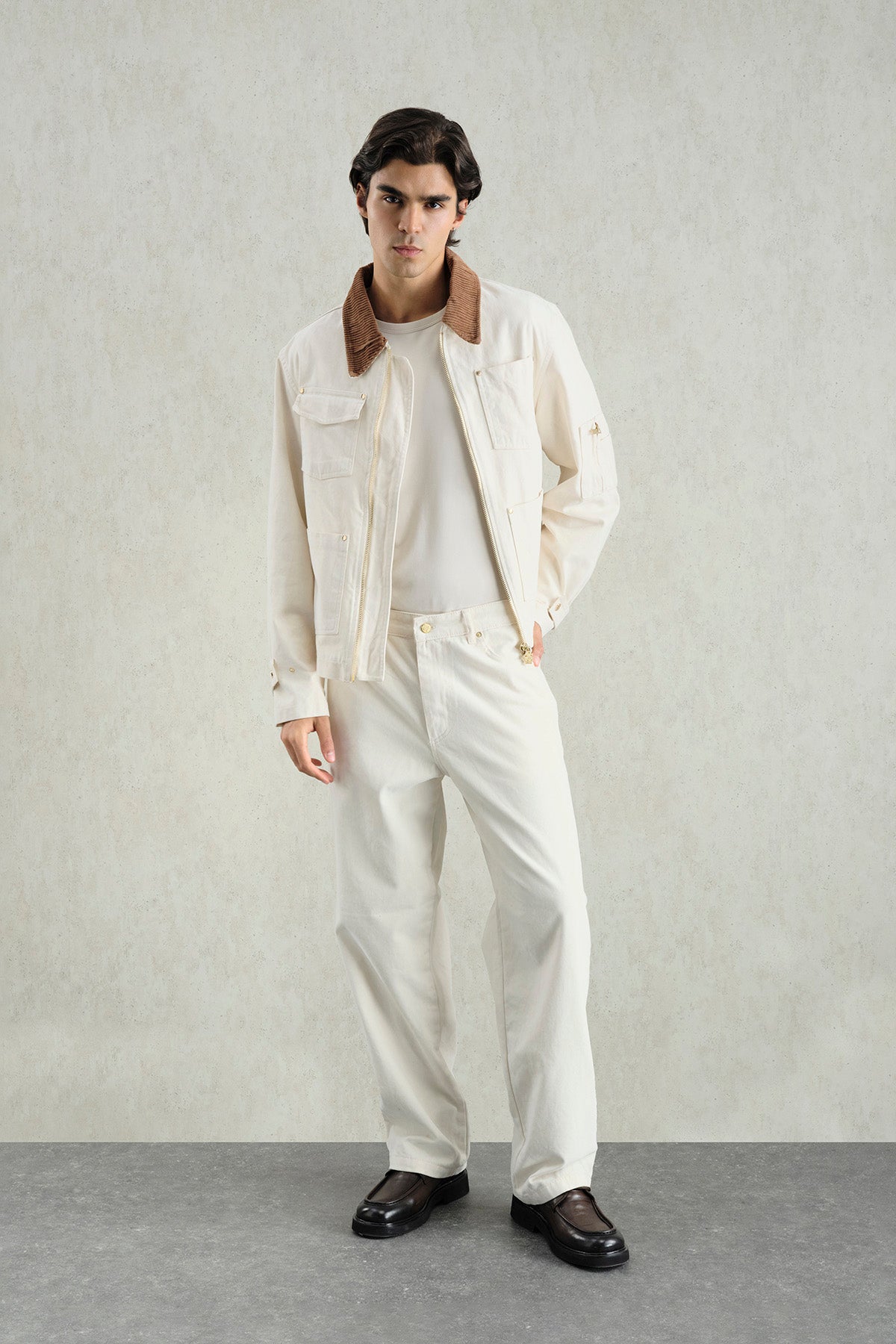 ECRU JACKET WITH GOLD DETAILS