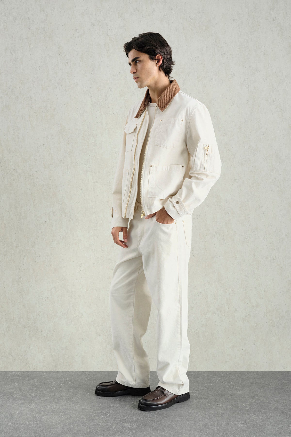 ECRU JACKET WITH GOLD DETAILS