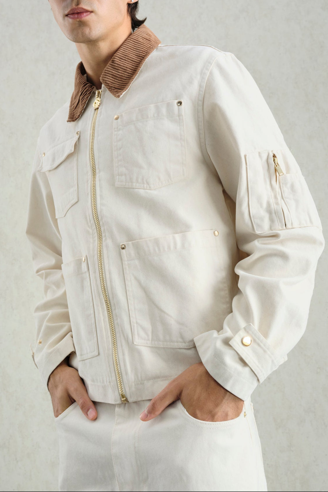 ECRU JACKET WITH GOLD DETAILS