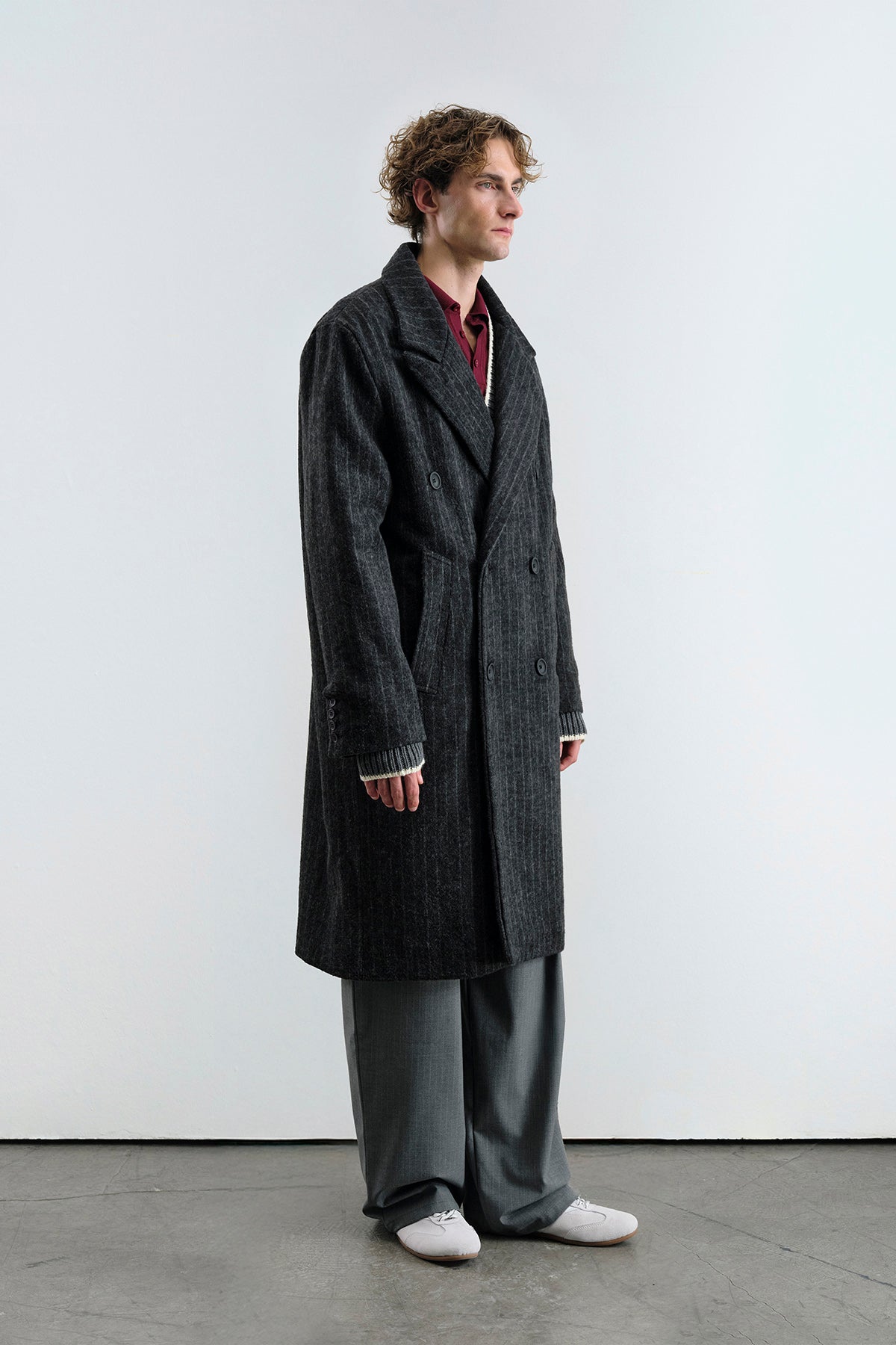 ÇİZGİLİ KAŞE SİYAH KABAN