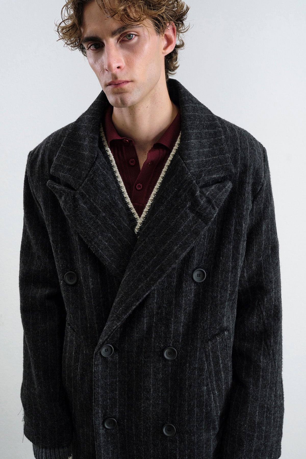 ÇİZGİLİ KAŞE SİYAH KABAN