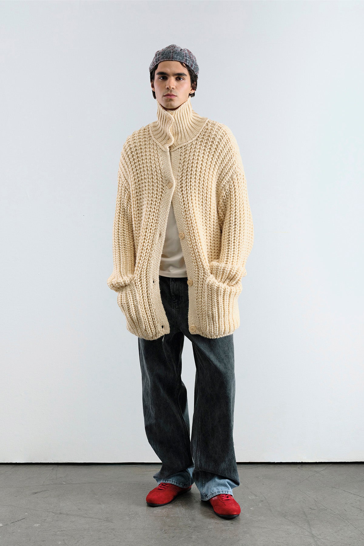 KALIN ÖRGÜLÜ OVERSIZE EKRU HIRKA