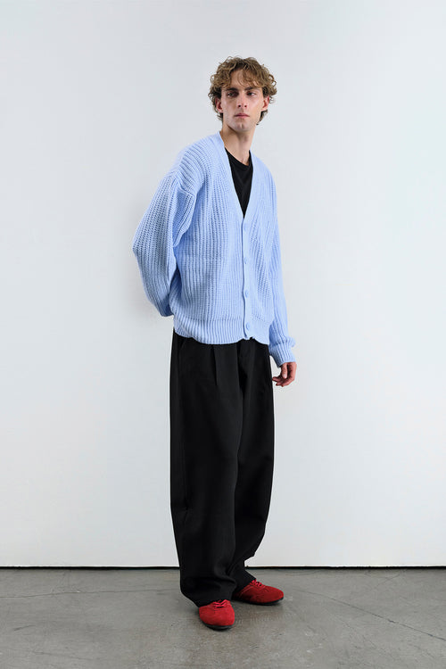 BASIC TEXTURED BLUE CARDIGAN